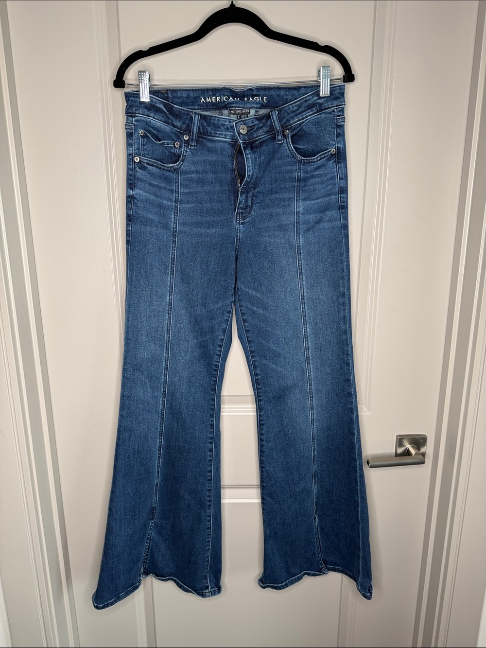 American Eagle Outfitters Dark Blue High-Rise Flare Jeans